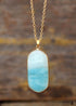 Boho Necklace, Amazonite and Gold Chain